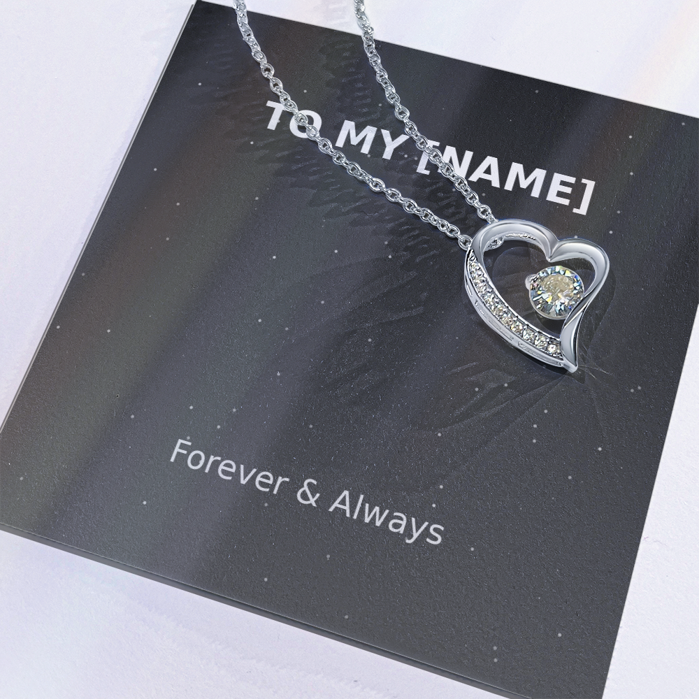 Custom Name – Forever & Always Love Necklace (Grey)