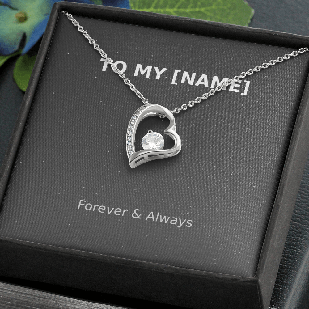 Custom Name – Forever & Always Love Necklace (Grey)