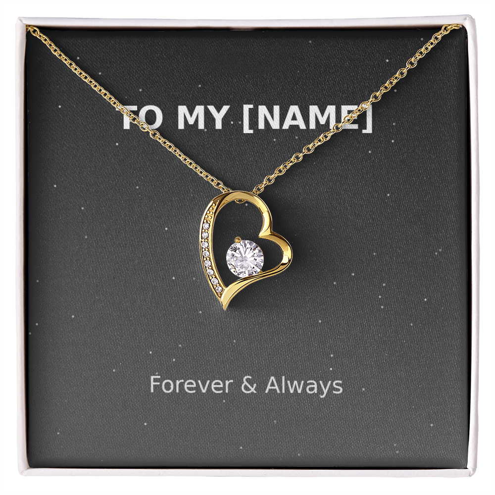 Custom Name – Forever & Always Love Necklace (Grey)