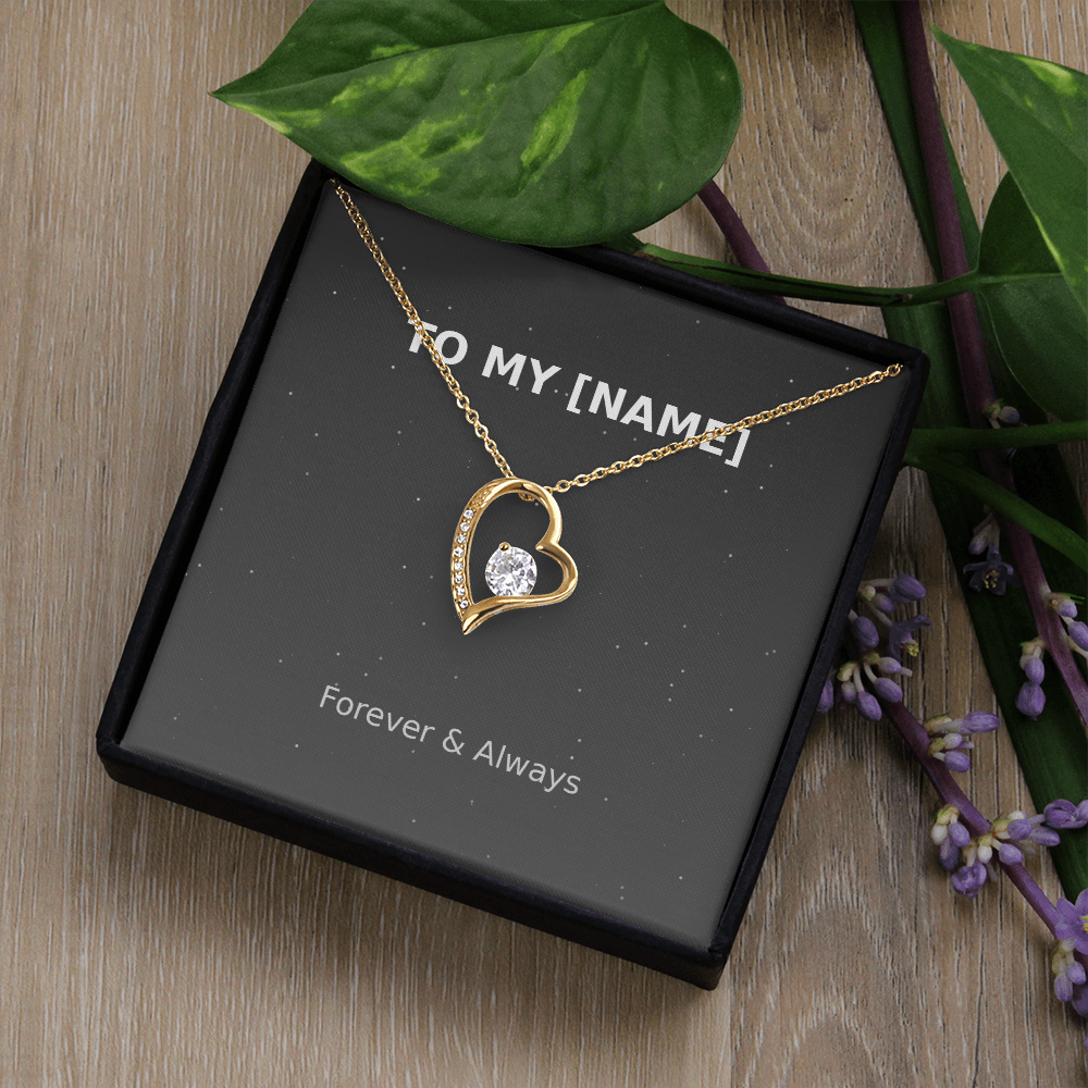 Custom Name – Forever & Always Love Necklace (Grey)