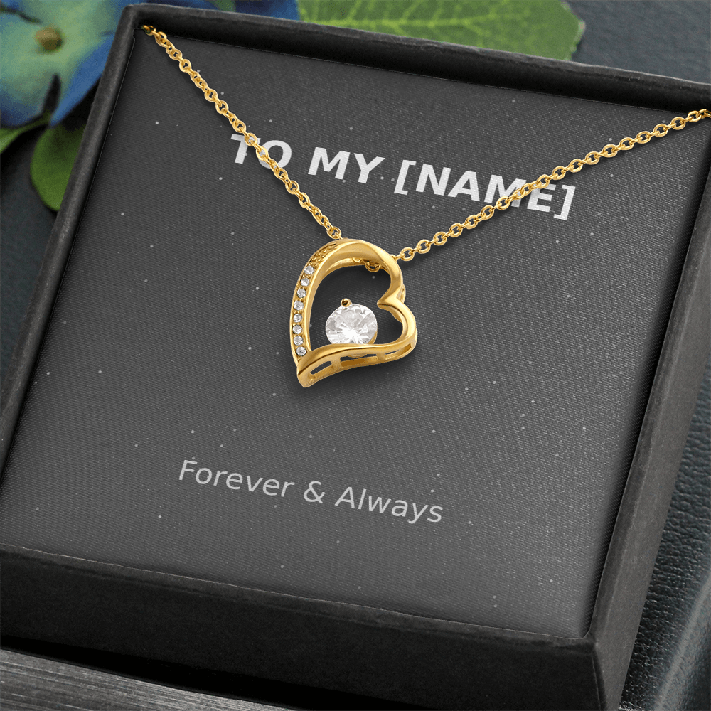 Custom Name – Forever & Always Love Necklace (Grey)