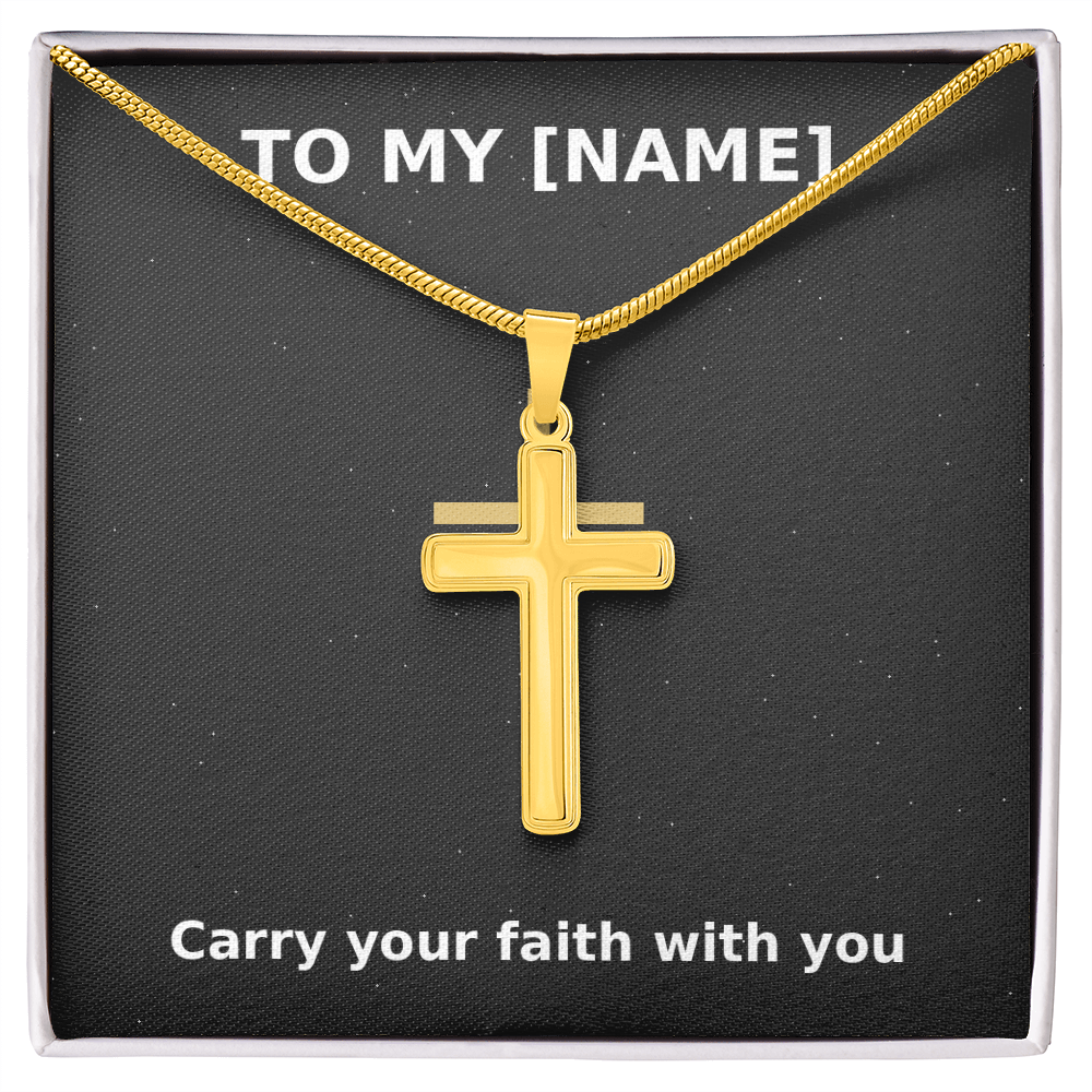 Custom Name – Carry Your Faith Cross Necklace (Grey)