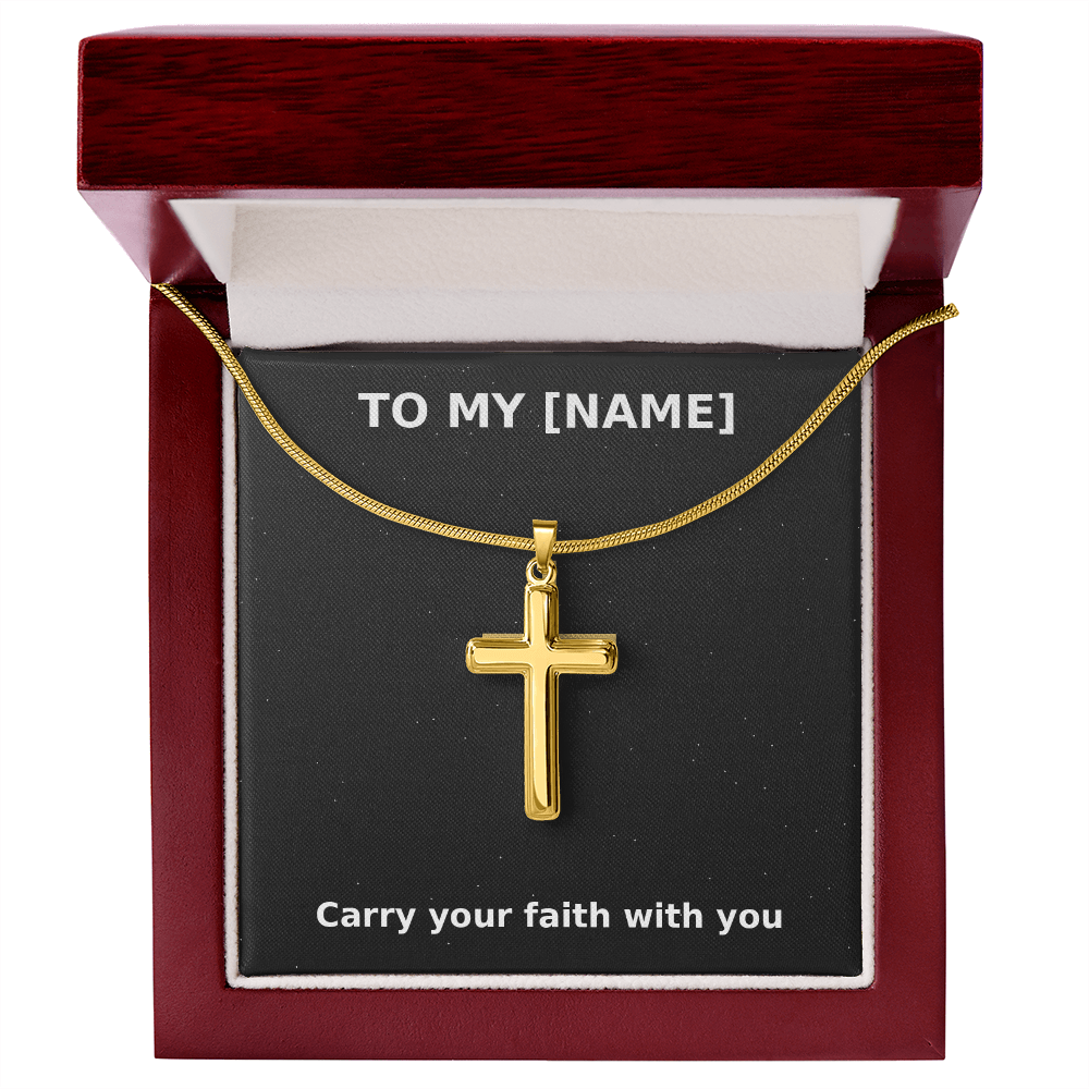 Custom Name – Carry Your Faith Cross Necklace (Grey)