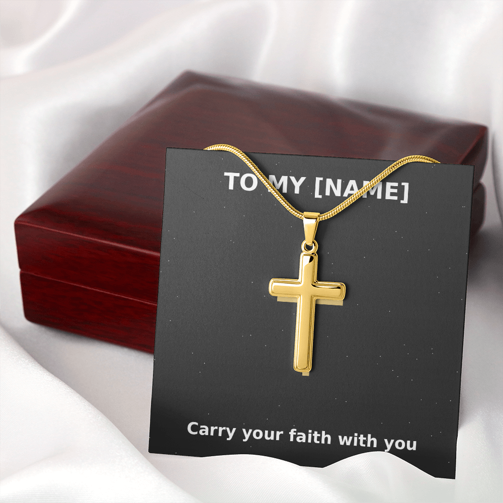 Custom Name – Carry Your Faith Cross Necklace (Grey)
