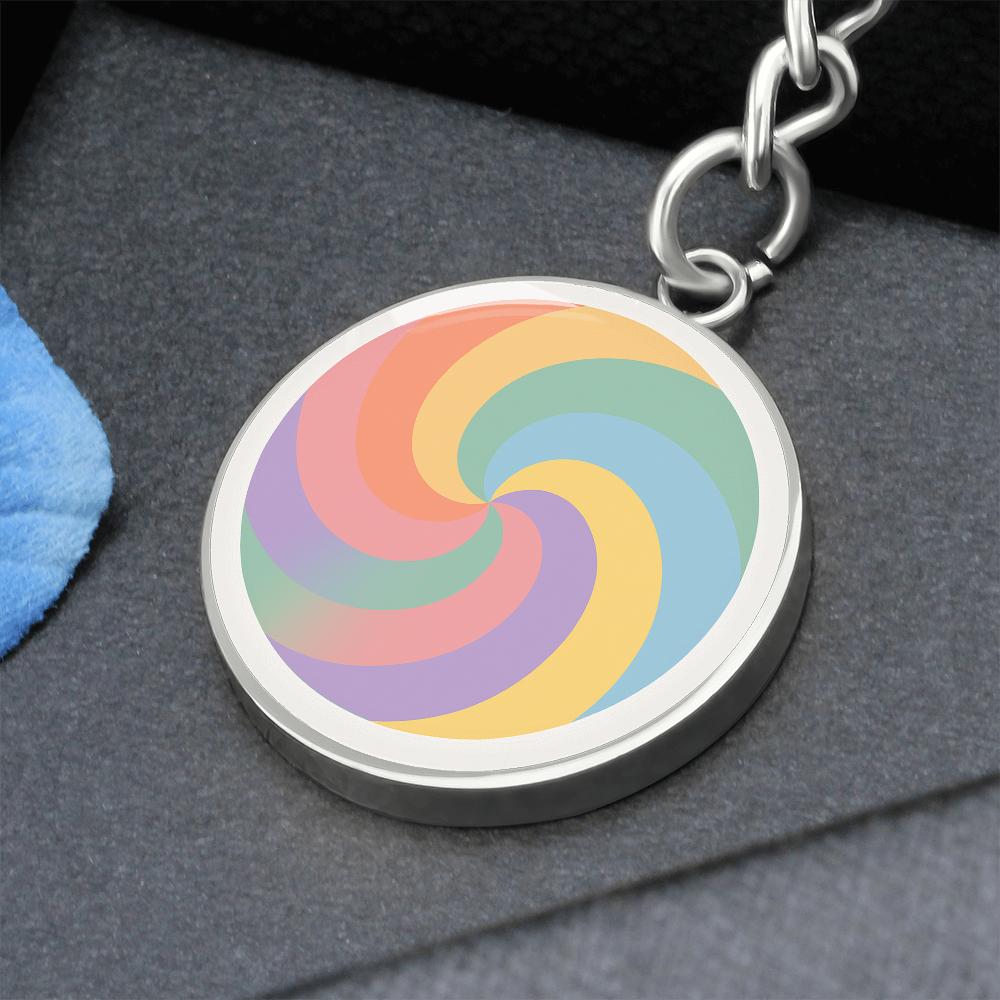 Retro Swirl Circle Keychain