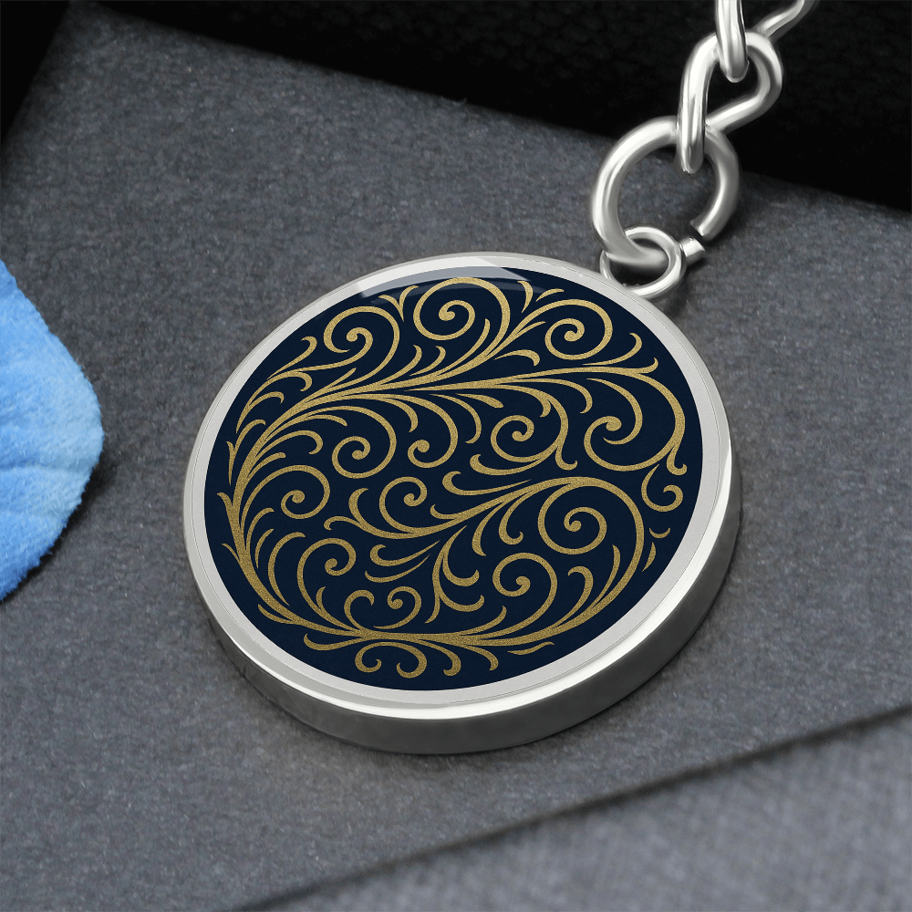 Swirling Filigree Circle Keychain