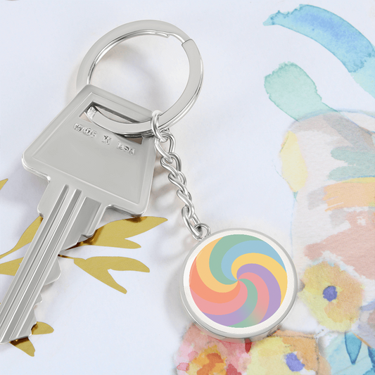 Retro Swirl Circle Keychain
