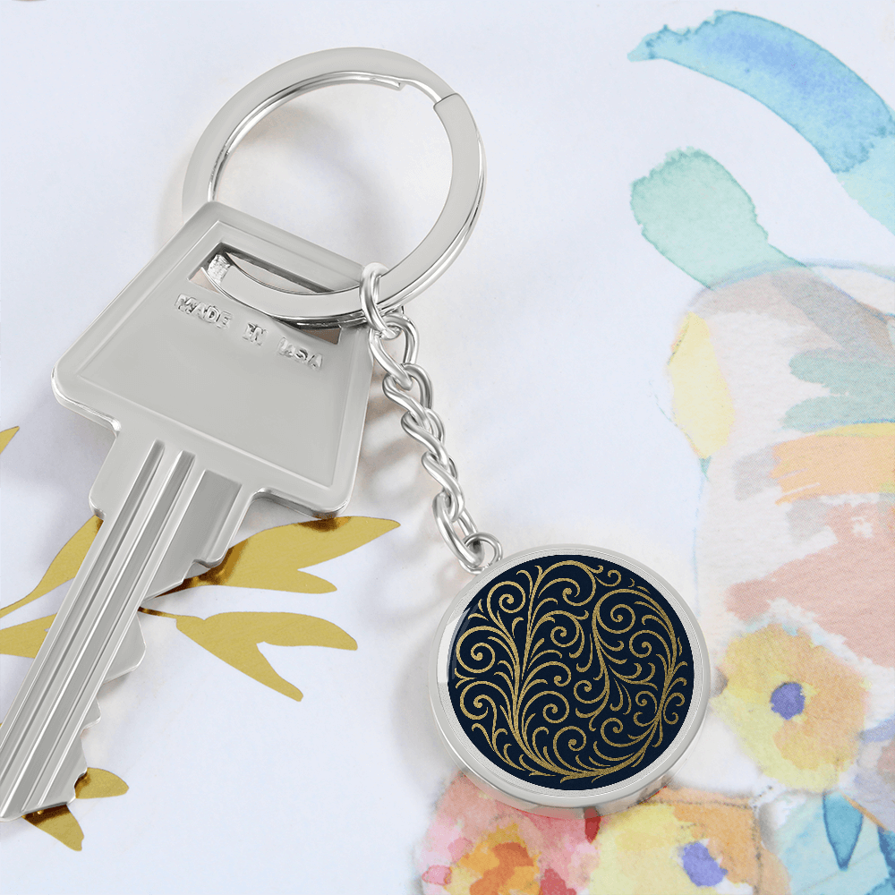 Swirling Filigree Circle Keychain