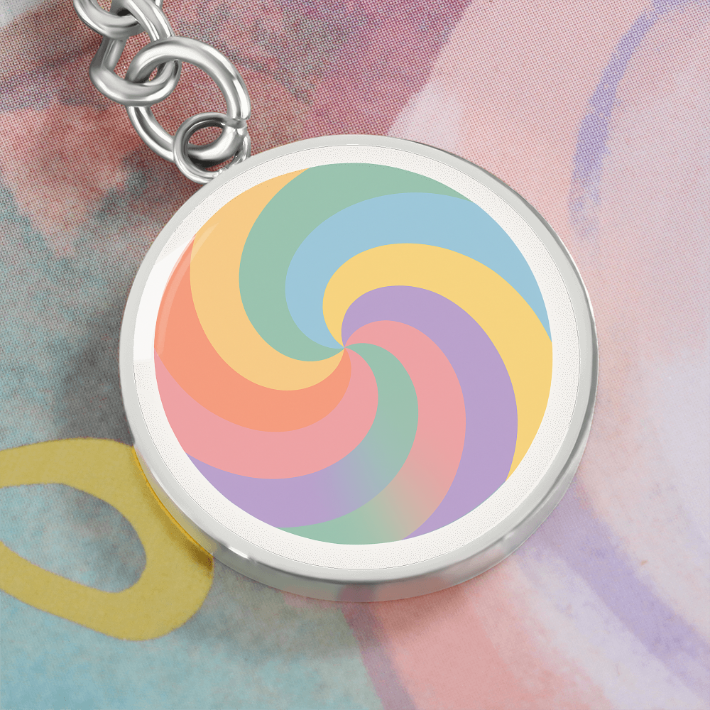 Retro Swirl Circle Keychain
