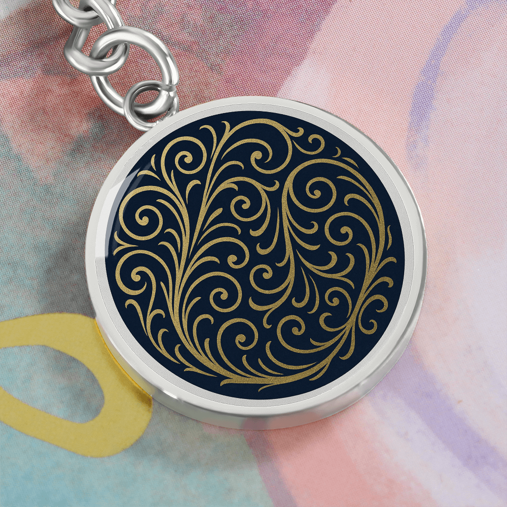 Swirling Filigree Circle Keychain