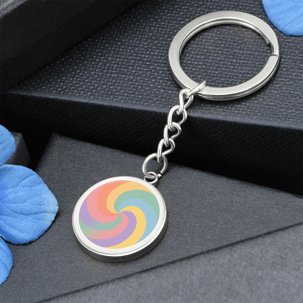 Retro Swirl Circle Keychain