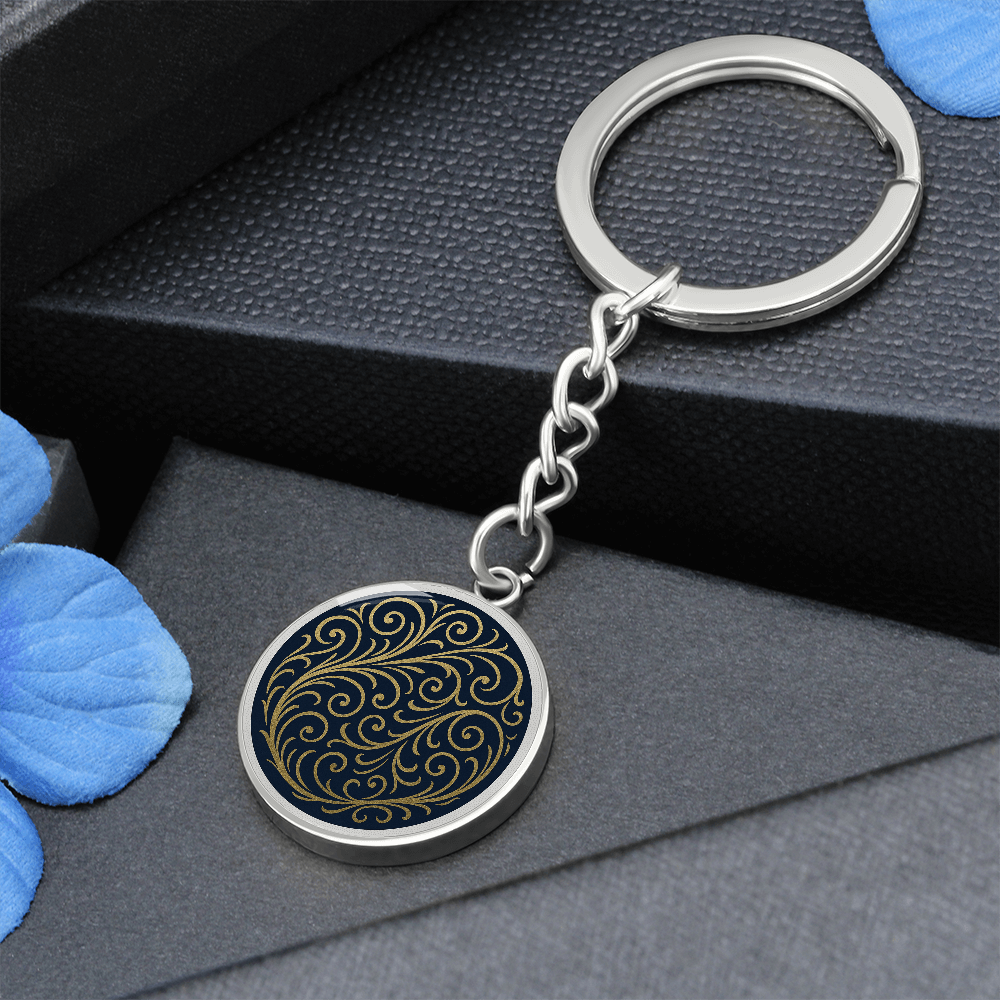 Swirling Filigree Circle Keychain