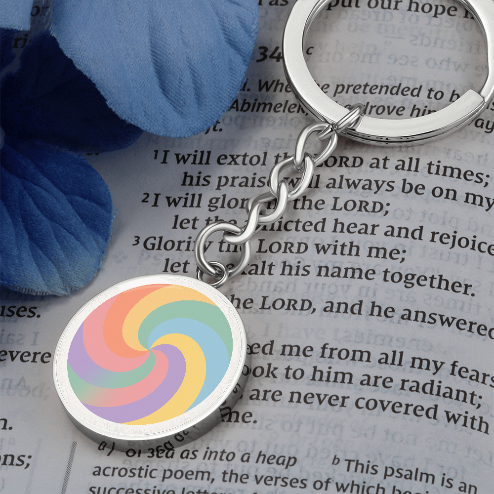 Retro Swirl Circle Keychain