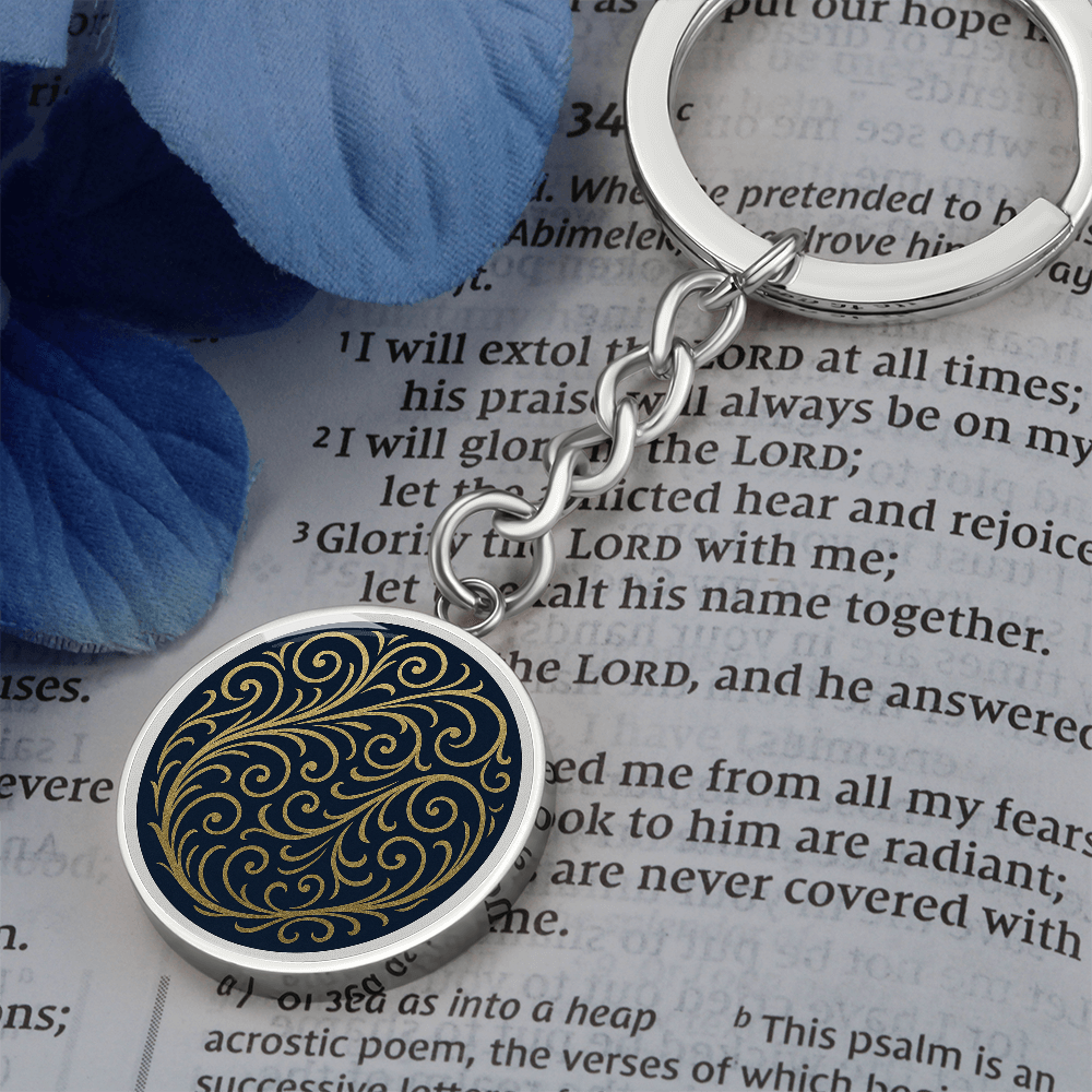Swirling Filigree Circle Keychain