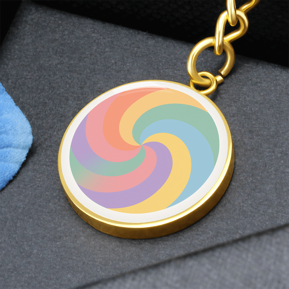 Retro Swirl Circle Keychain