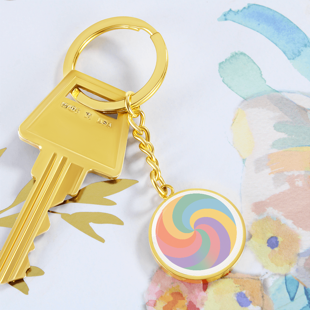 Retro Swirl Circle Keychain