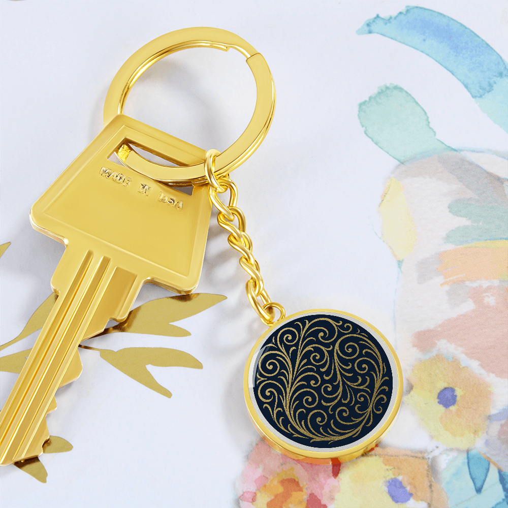 Swirling Filigree Circle Keychain
