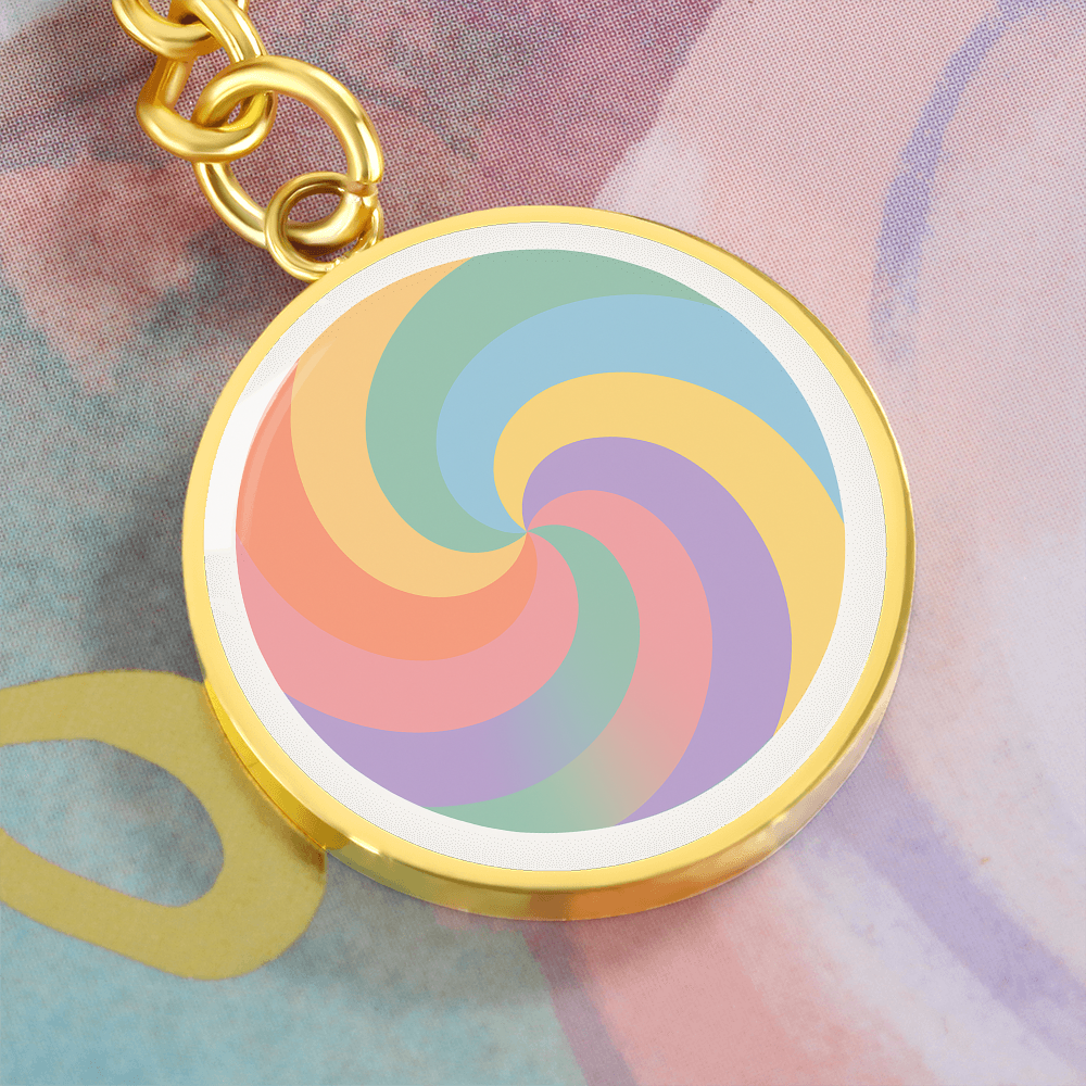 Retro Swirl Circle Keychain