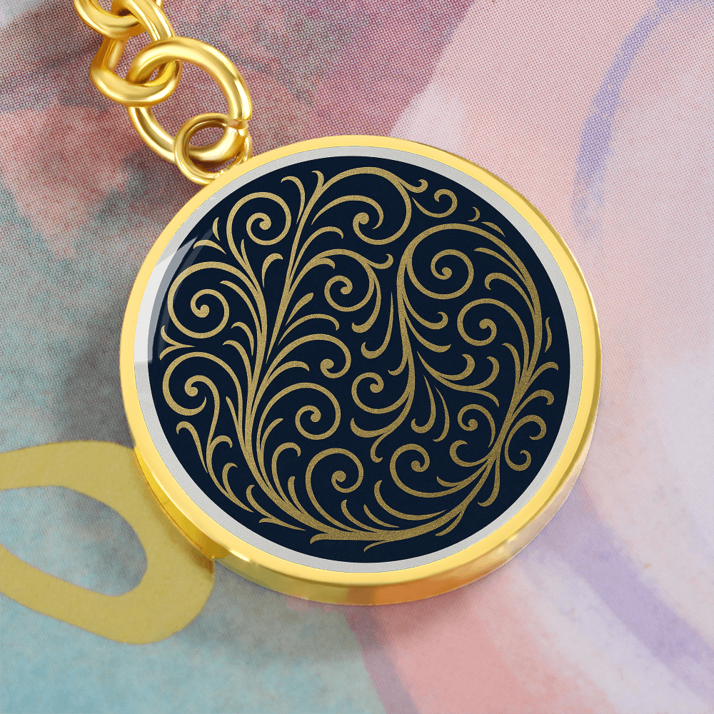 Swirling Filigree Circle Keychain