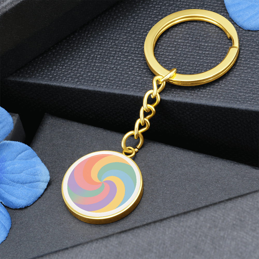 Retro Swirl Circle Keychain