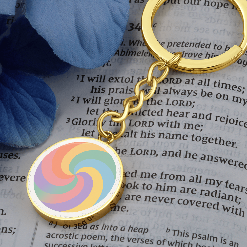 Retro Swirl Circle Keychain