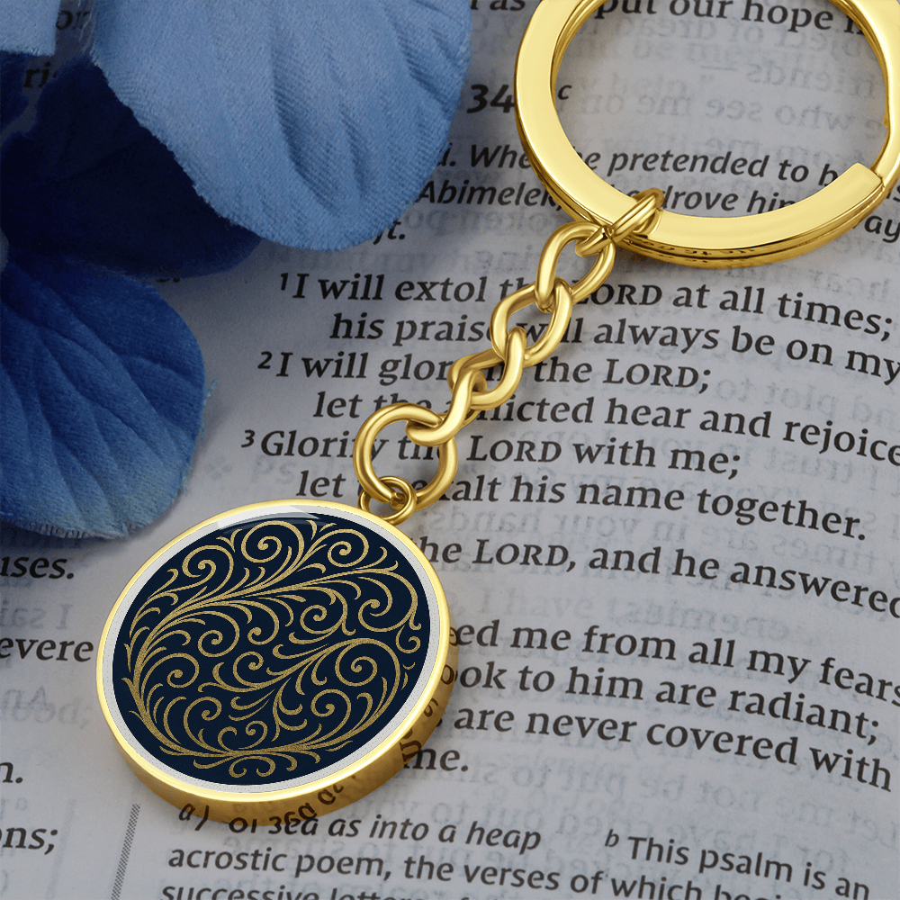 Swirling Filigree Circle Keychain
