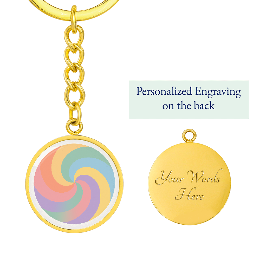 Retro Swirl Circle Keychain