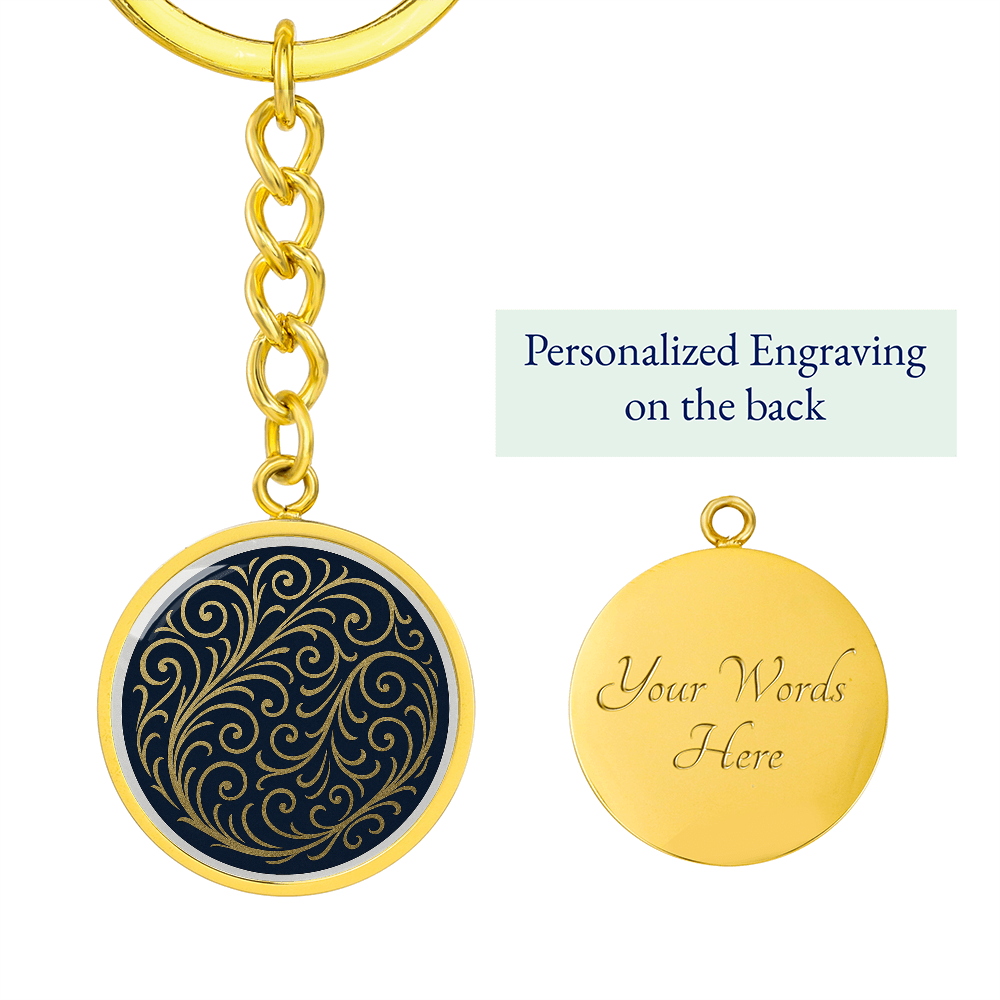 Swirling Filigree Circle Keychain